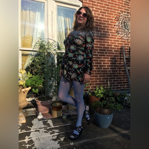 Super 60’s Mod Puff Sleeve Slinky Paisley Print Hendrix meets MINI Super Button - Picture 9 of 16